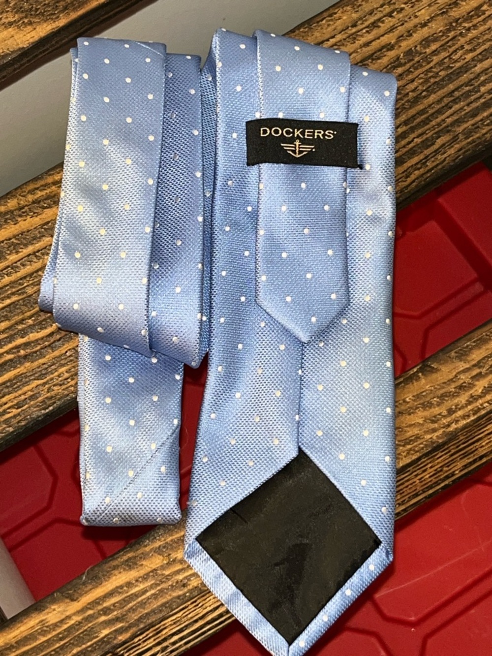 Dockers Light Blue Polka Dot Tie 60”L, 3”W